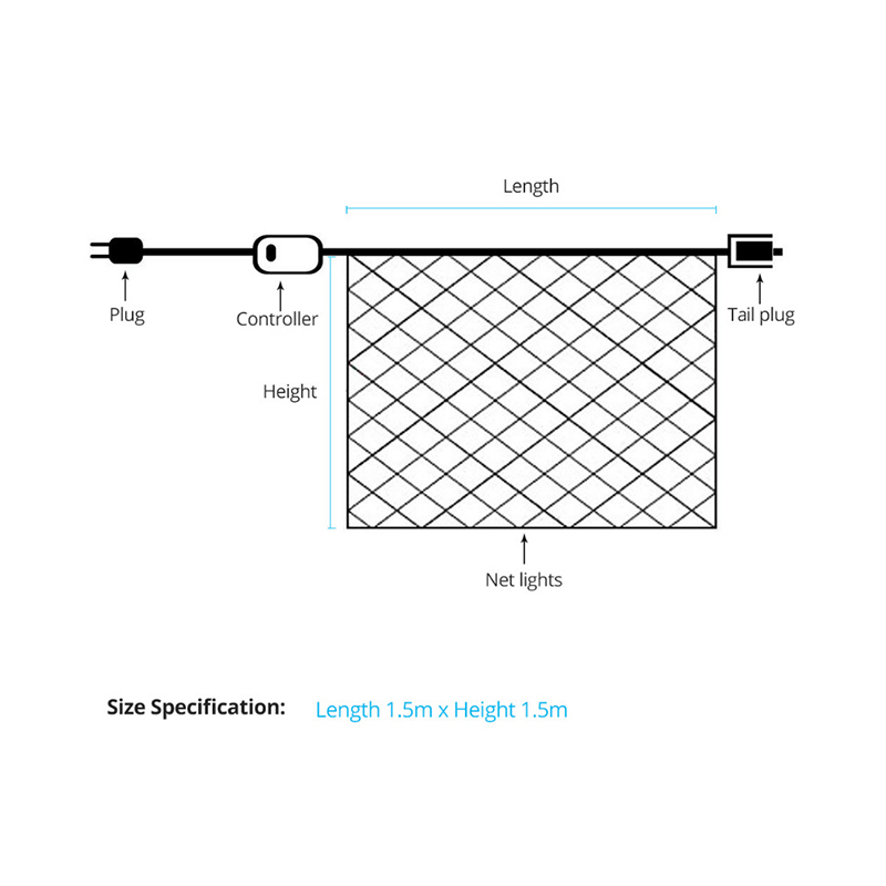 [1,5 m x 1,5 m] 96-led-leichtschnitte RGB Net Garland Lampe Für Weihnachten Neujahr Hochzeitsfeiertagendekoration - Gelb/us -stecker