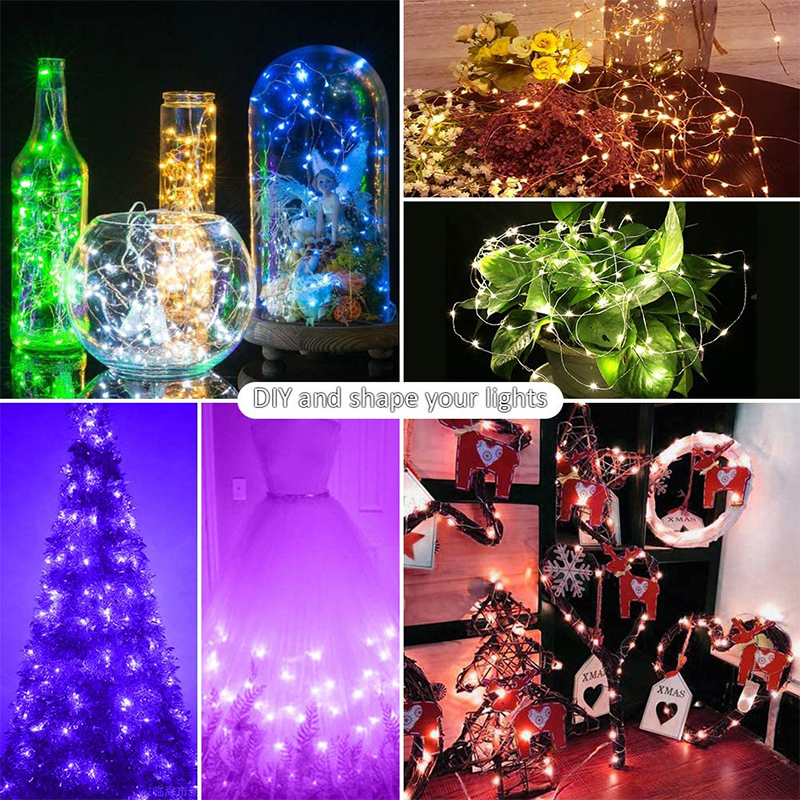 Controle de Aplicativo Bluetooth USB Cor RGB LED String Light Copper Wire Fairy String Light Home Decor - 2 Metros 20 Luzes