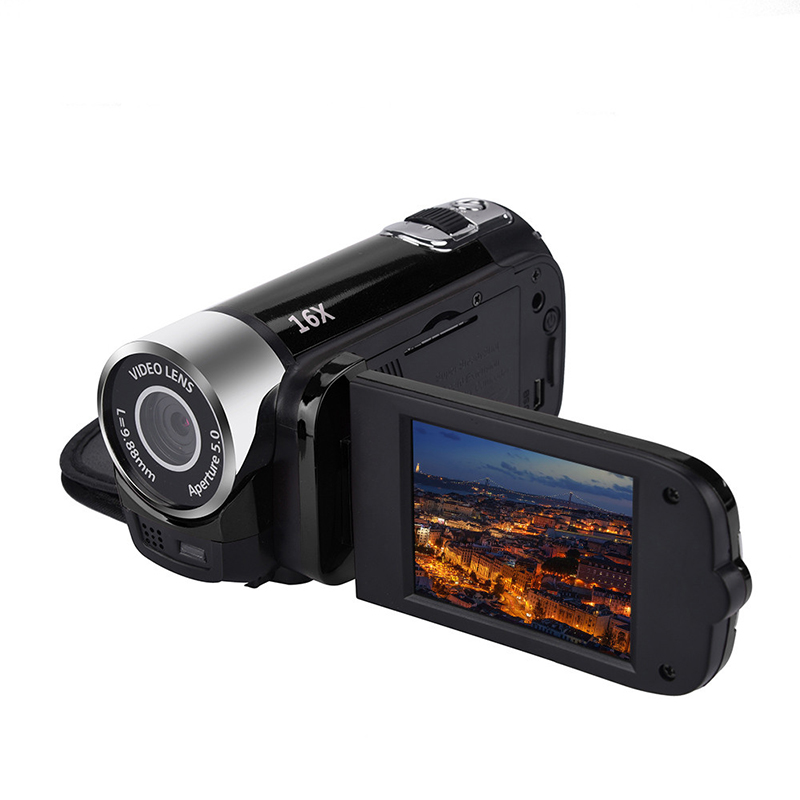 16MP HD 1080P Digital Camera Video Recorder Clear Night Vision Anti-shake Timed Selfie Camcorder - Black/US Plug