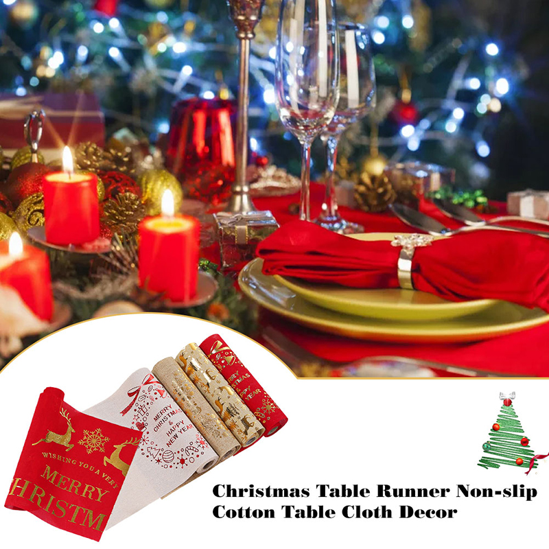 Bronzing Bronzing Christmas Table Runner Squisita Pattern Casa Vacanze Tablecloth Decorazione Della Casa Di Natale - Corona Rossa / Oro