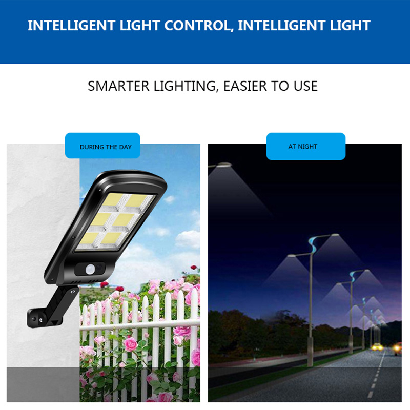 LED Solar Street Light 3 Modes Lámpara de Jardín Remoto IP67 Sensor de Movimiento Impermeable al Aire Libre Iluminación al Aire Libre - L Tamaño/4 Mazorca Con Control Remoto