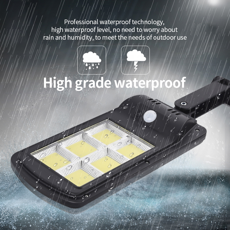 LED Solar Street Solar Modes 3 Modes de Jardin Éloigné IP67 Capteur de Mouvement Imperméable Éclairage Extérieur - L Taille / 6 COB