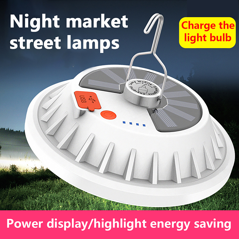 USB / Bulb a LED Solare 3/5 Modalità Market Street Night Light Emergenza Light Solar Lample Polismo Banca-120 - Solare a LED