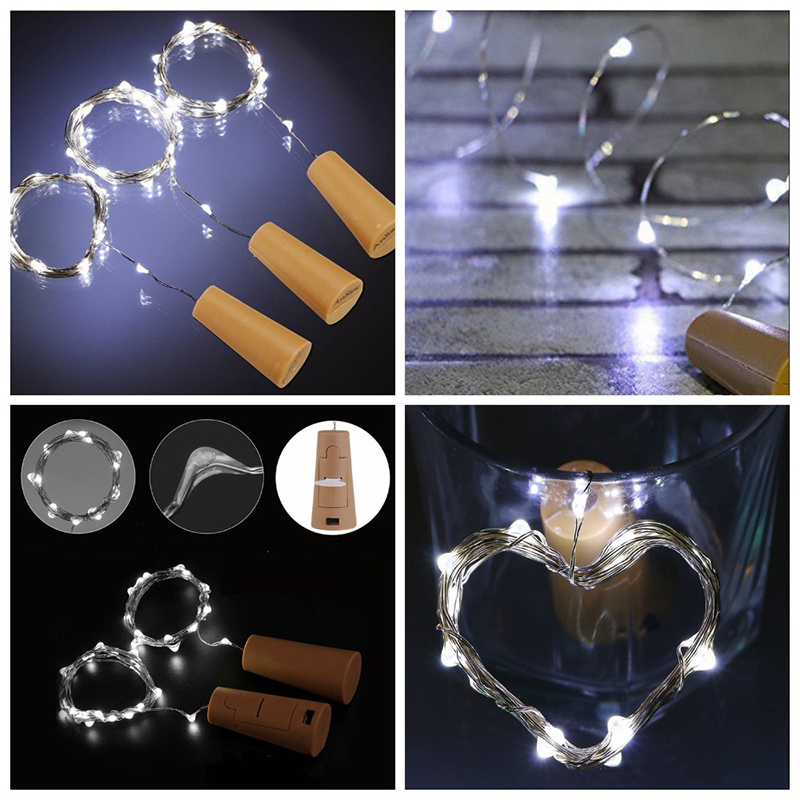 10pcs/set LED Cadena Ligera Botella de Vino Luz de Color de Color - Blanco/1 Metro 10 Luces