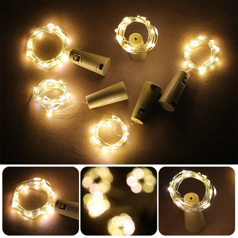 10pcs / Set LED Light Light Light Bottle Bouteille de Bouteille - Blanc / 1 Mètre 10 Lumières