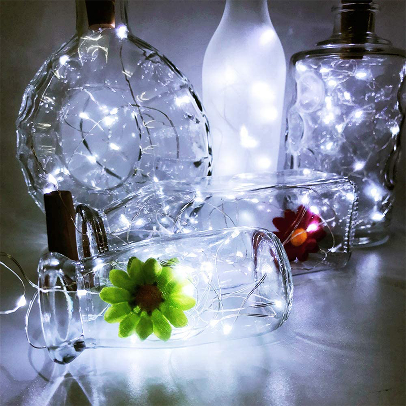 10pcs/set LED String Light Wine Bottle Stopper Colore Light - Bianco/1 Metro 10 Luci