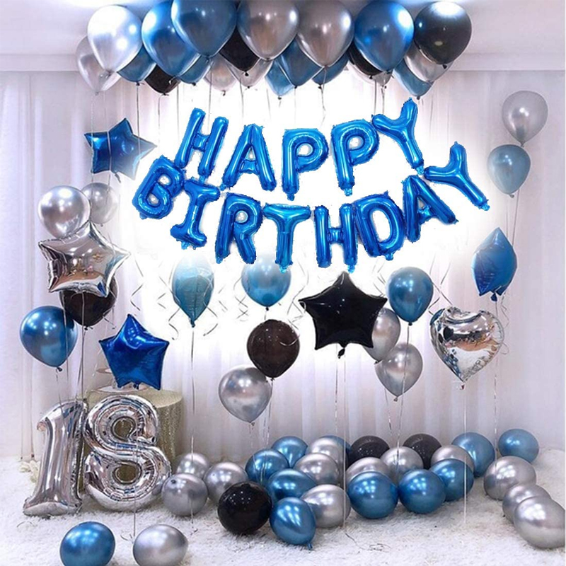 25pcs / Set Buon Compleanno Banner Palloncini Palloncini Lettere Lettere Palloncini Banner Per La Decorazione Della Festa Di Compleanno - Nero