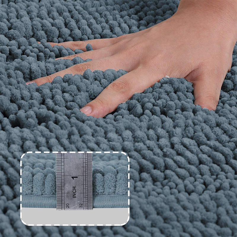 Bath-Teppich Ultra Dicke Und Weiche Badematte Chenille Gestreifte Bodenmatte Mit Rutschfester Türmatte - Marineblau / Größe: 50x81cm