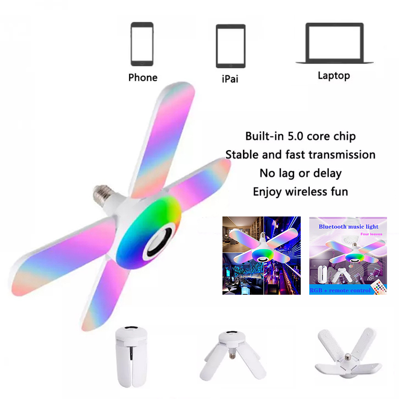 Lâmpada RGB de Música RGB de Teto LED 50W Com Alto -falante Bluetooth Remote Dimmable Smart Party Light