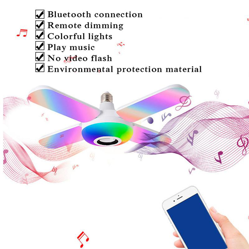 Lâmpada RGB de Música RGB de Teto LED 50W Com Alto -falante Bluetooth Remote Dimmable Smart Party Light