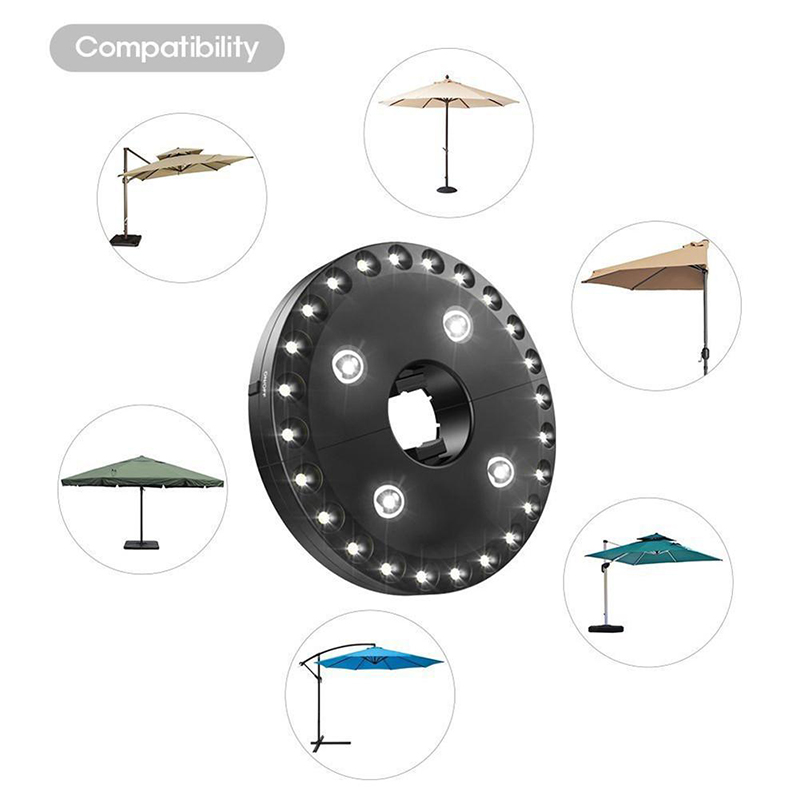 28-led-patio-regenschirm Parasol Leuchten 3 Beleuchtungsmodi im Freien Campinglampen im Freien