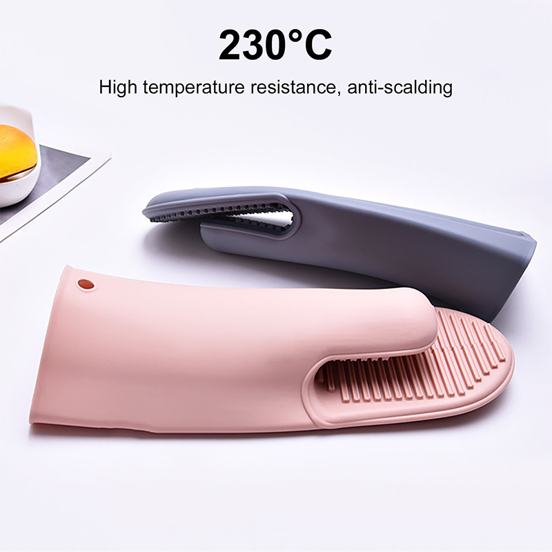 Cozinha Cozimento Luvas Calor Isolamento Clip Anti Escaldante Luvas Antiderrapantes - Cinza