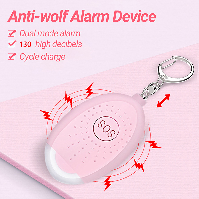 Som Seguro Pessoal Pessoal Keychain 130dB Auto Defense Alarm Lanterna De Emergência - Branco