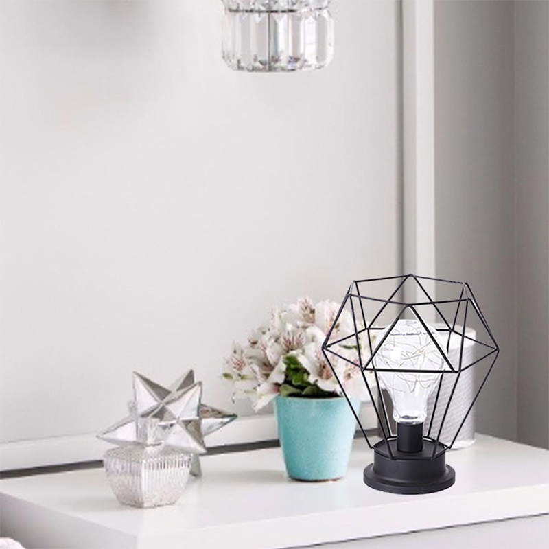 Lámparas de Mesa Huecos de Hierro Luz de la Linterna de Luz Cálida Luz Del Escritorio de la Noche Para Decoración Del Hogar - Diamante