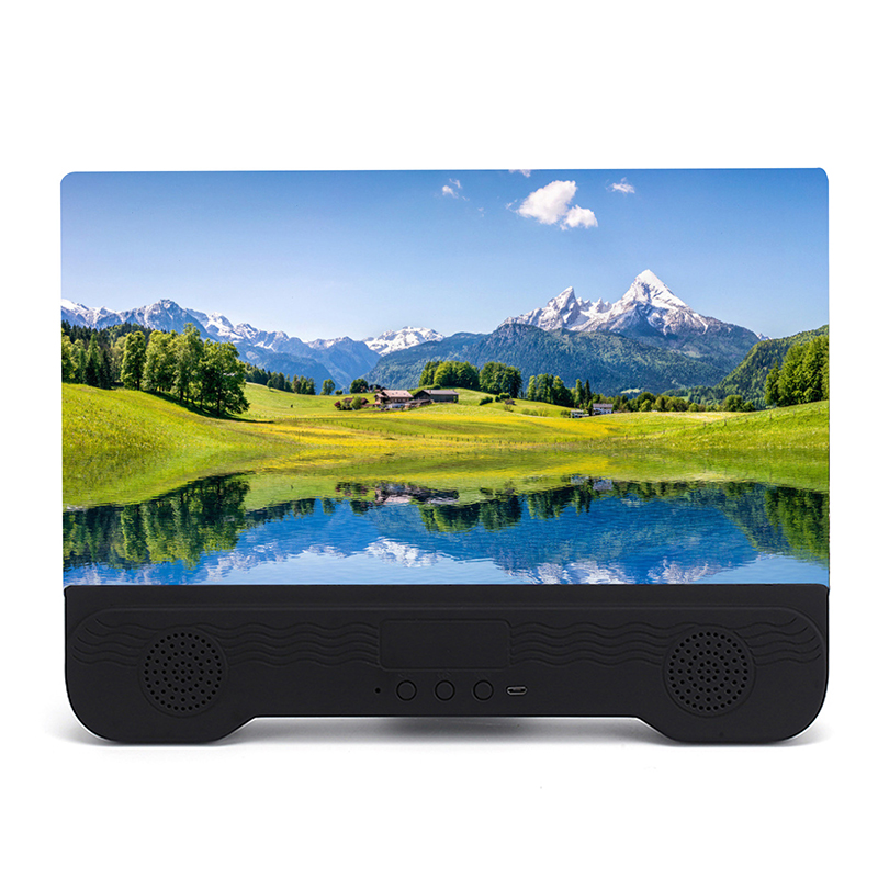 Pantalla De Teléfono Celular De 14 Pulgadas Ampliar Lupa Con Altavoz Bluetooth Proyector De Amplificador De Películas HD HD 3D - Negro