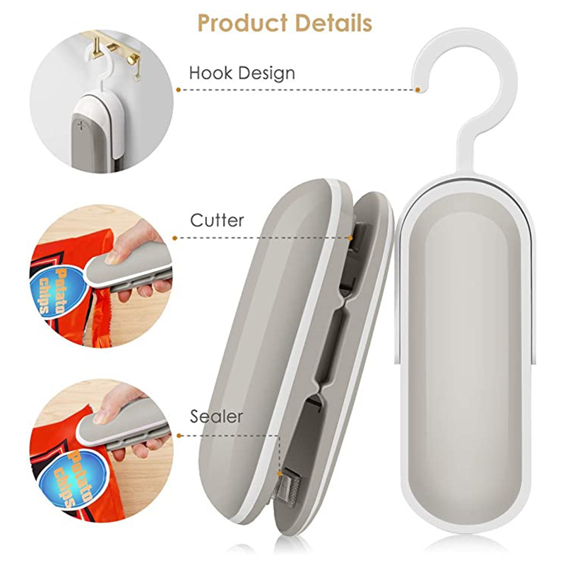 Mini Máquina De Sellado Bolsa De Comida Sellador De Bolsas De Capper Clips - Blanco