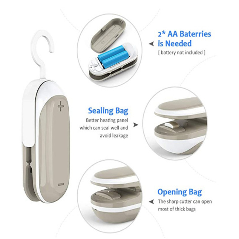 Mini Máquina De Sellado Bolsa De Comida Sellador De Bolsas De Capper Clips - Blanco