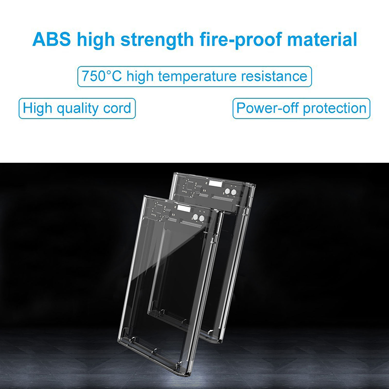 Caso de Disco Duro Del Disco Duro Externo USB 3.0 Caso de Almacenamiento Transparente SSD/HDD