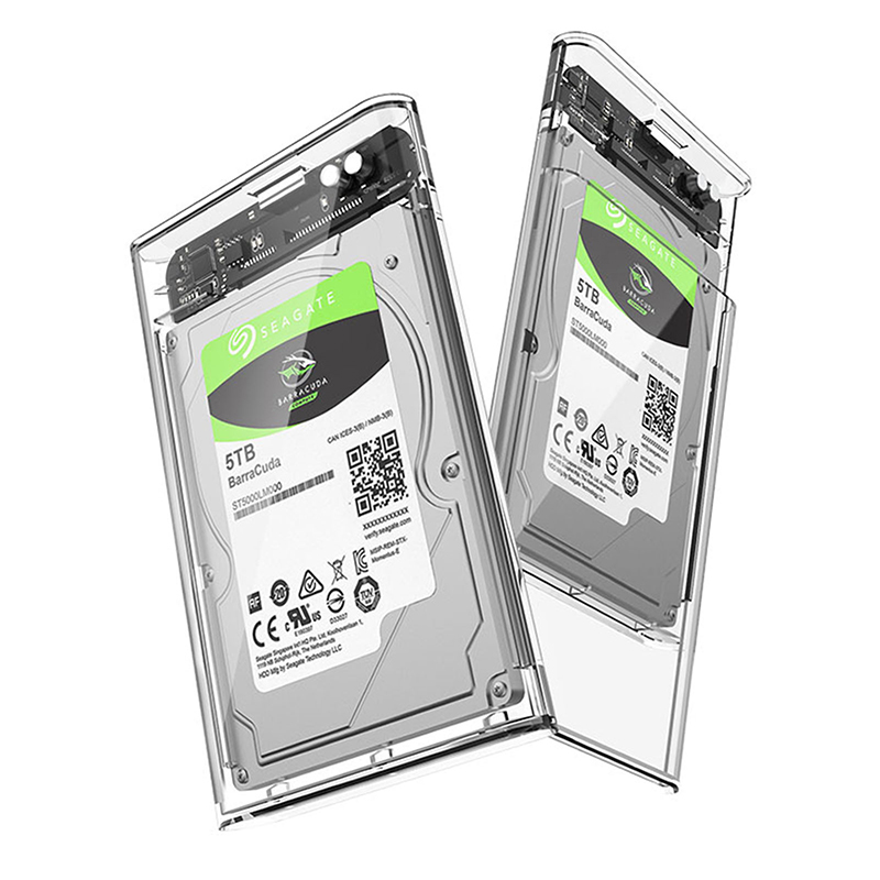 USB 3.0 Externer Festplattengehäuse -festplatte Hülle 2.5 SSD/HDD Transparent Speicherfall