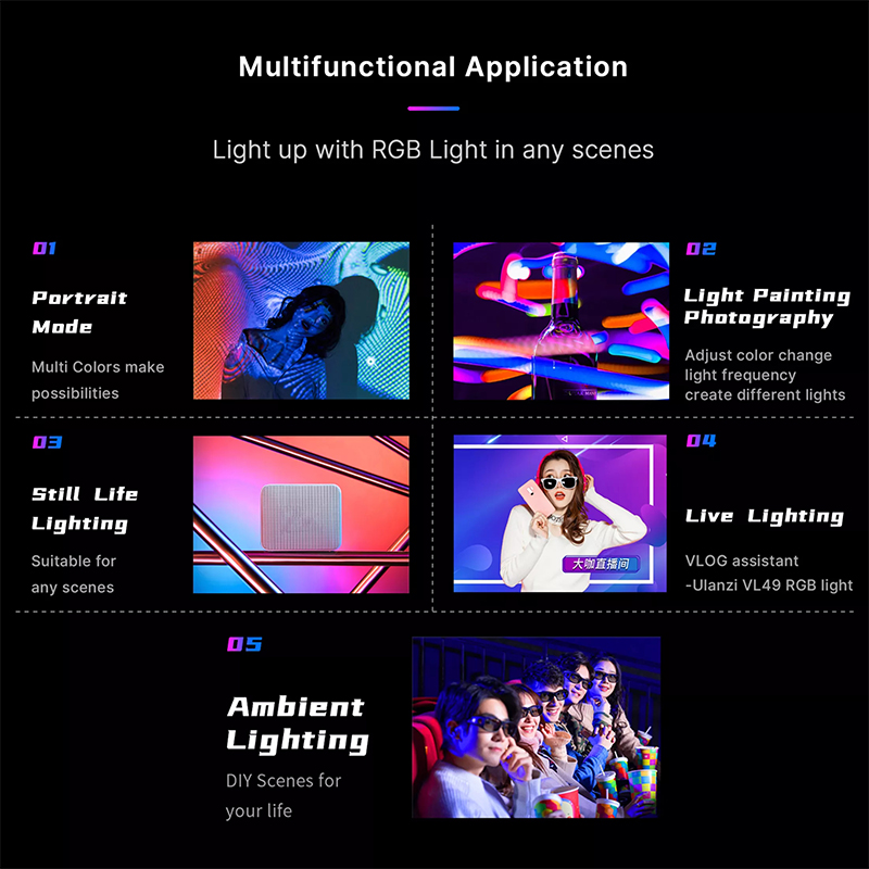 Ulanzi VL49RGB Photography Fill Light 2500K-9000K RGB LED Cámara Video Panel De Luz