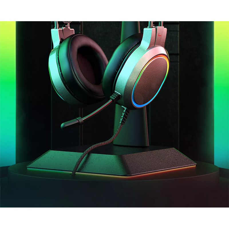 RGB Light PC Casque De Jeu PC 7.1 Casque De Jeux Sound Surround Casque De Microphone Bason Annulation Du Bruit - Gris