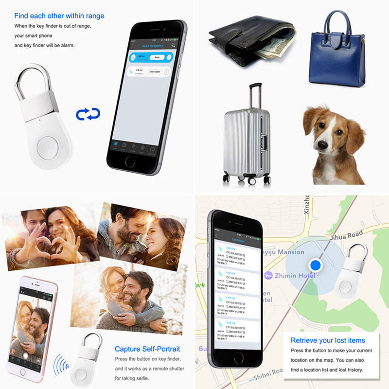 Smart Bluetooth Tracker Key Finder Artículo Localizador PET Wallet Finder Para IOS Android - Negro