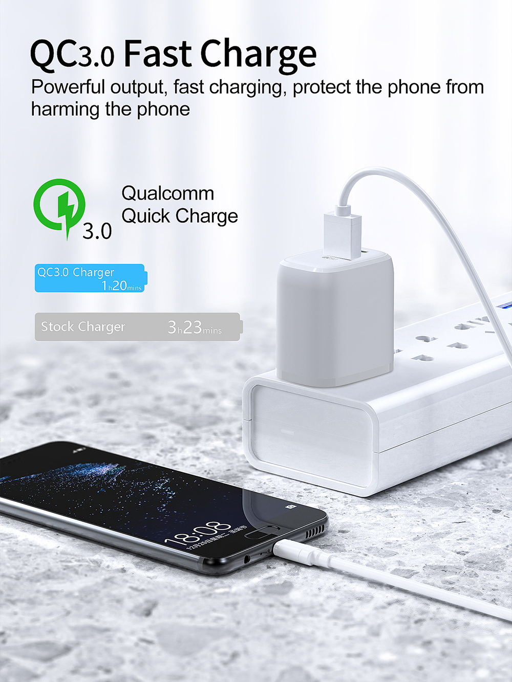 Caricatore Del Telefono USB Type-C da 20 w QC 3.0 5V/3A Adattatore Caricatore di Alimentazione a Parete Rapida - Bianca / Spina Degli Stati Uniti