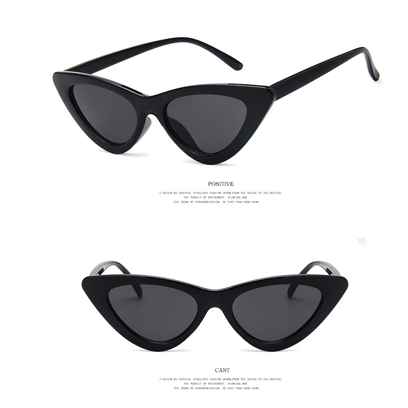 Triangle Rétro Femmes de Soleil Lunettes de Lunettes Féminines - Gris Noir