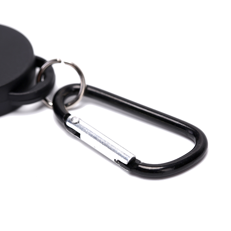 Chaveiro Retrátil Chain Badge Carabiner Titular Clipe - Preto