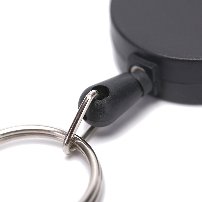 Chaveiro Retrátil Chain Badge Carabiner Titular Clipe - Preto