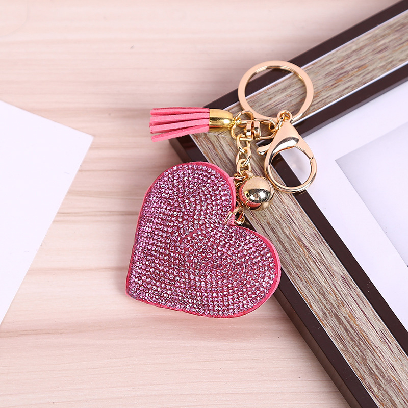 Himestone Heart en Forme D'ornement de Porte-clés de Portefeuille Avec Gland Pour Sacs - Rose