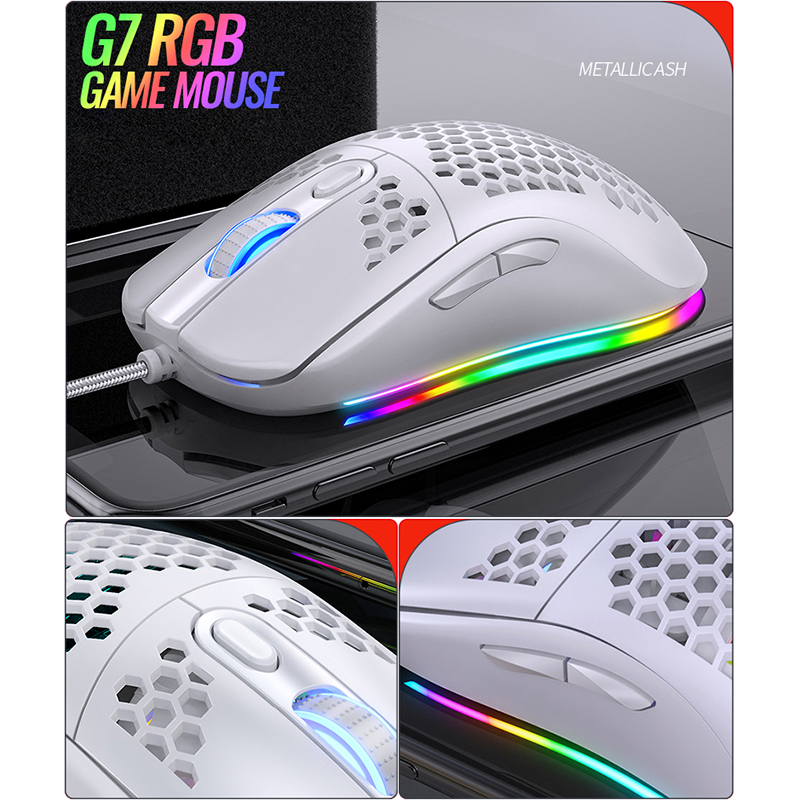 7200dpi Gaming Léger de Souris Rvb rv RGB Mice Ordinateur USB Pour Ordinateur Portable PC - Jaune