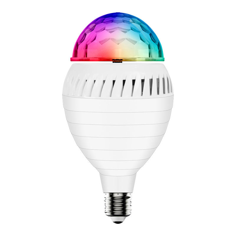 LED Smart Light Bulb with Bluetooth Speaker RGB Changing Remote Control Music Lamp - White/without Remote Control-2