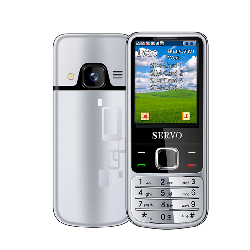 Servo V9500 Slots de Cartão SIM 4 Slots de Cartão SIM Slots Celular Speed ​​dial Recorder Cell Phone Celular - Chave de Prata/inglês