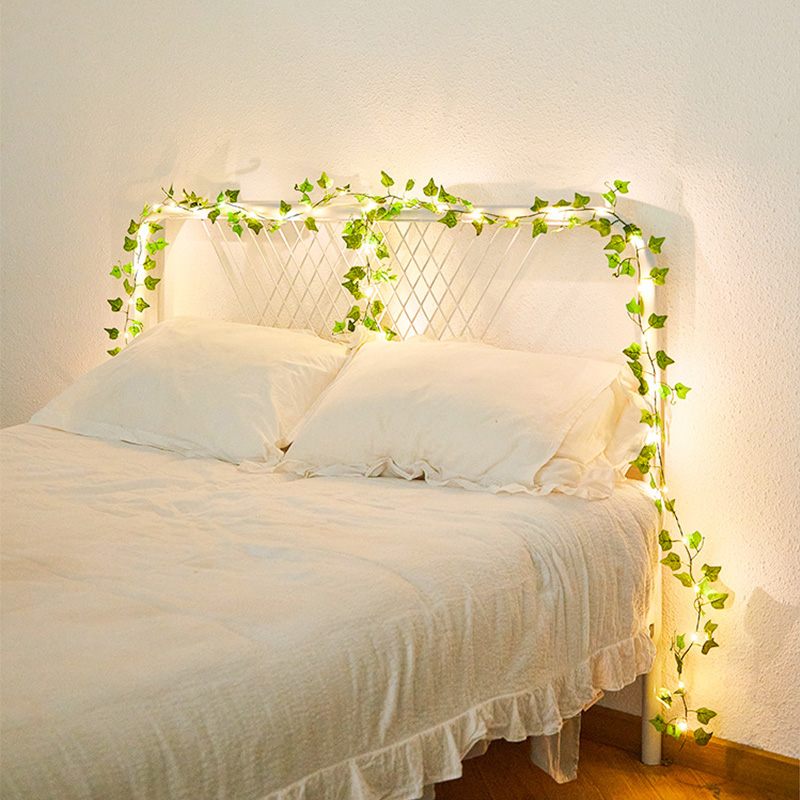 Para a Decoração de Casamento de Festa de Parede Solar Ivy String Light Artificial Leaf Greath Hanging Plant - 5 Metros 50 Luzes