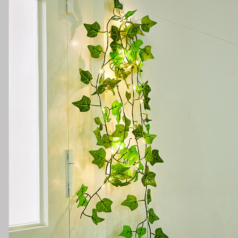 Para a Decoração de Casamento de Festa de Parede Solar Ivy String Light Artificial Leaf Greath Hanging Plant - 5 Metros 50 Luzes