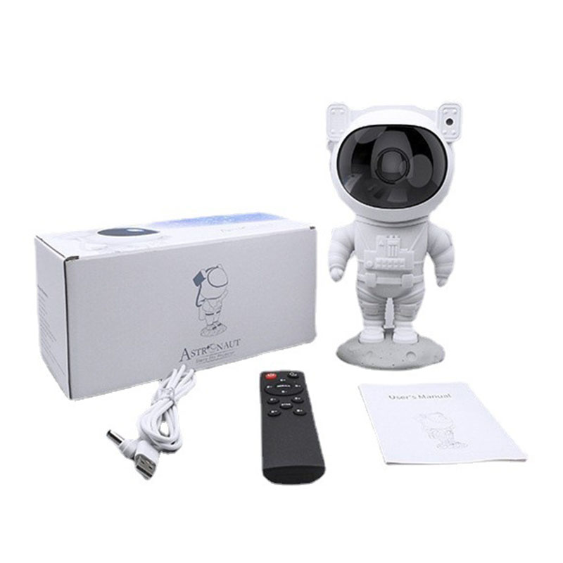 Lámpara de Proyección de Astronautas LED Starry Sky Night Light Lámpara de la Mesa de Noche Giratoria Con Control Remoto - Blanco