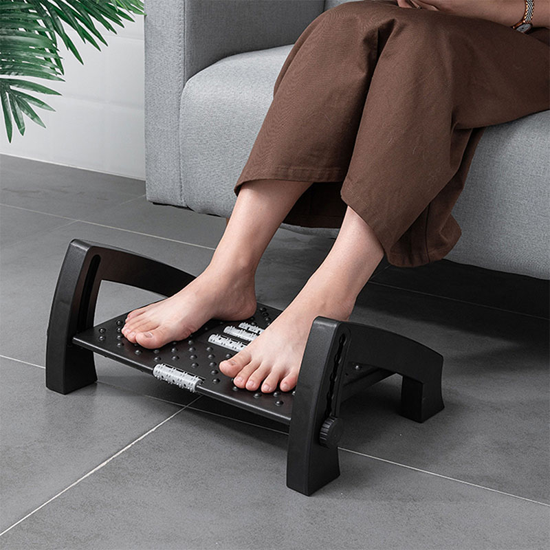 Altura Ajustable Descanso Del Pie Debajo Del Escritorio en el Trabajo Cojín Del Reposapiés Ergonómico Para Mejorar la Presión de la Postura Sentada Aliviar la Presión - Negro