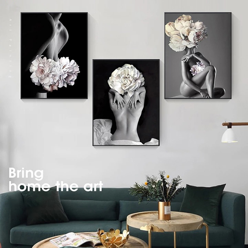 3pcs / Pack Women Women Flower Frameless Painting Wall Art Decor Decor Canvas - 10x15cm.