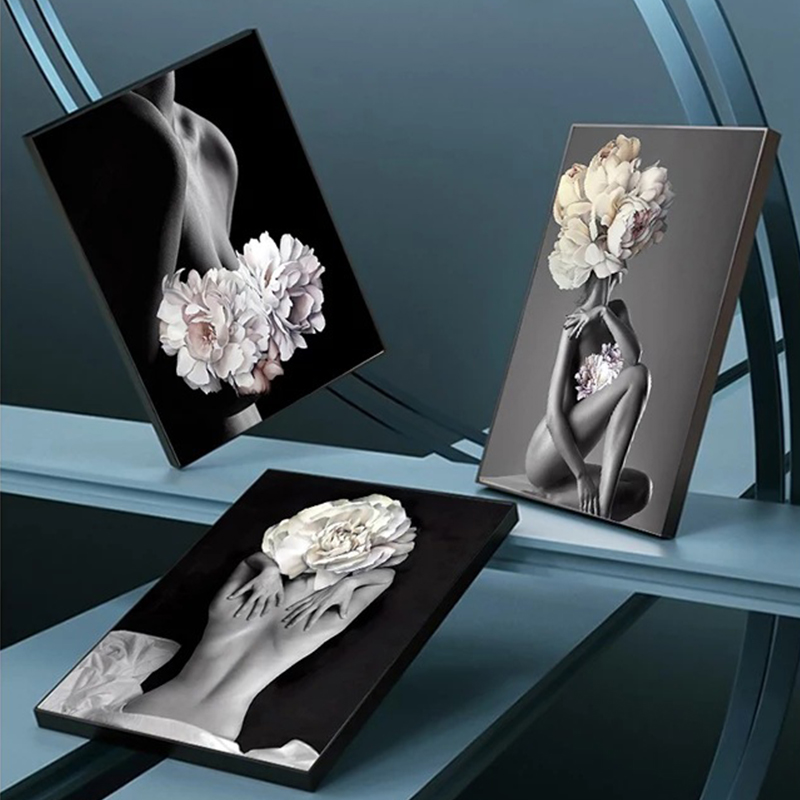 3pcs / Pack Women Women Flower Frameless Painting Wall Art Decor Decor Canvas - 10x15cm.