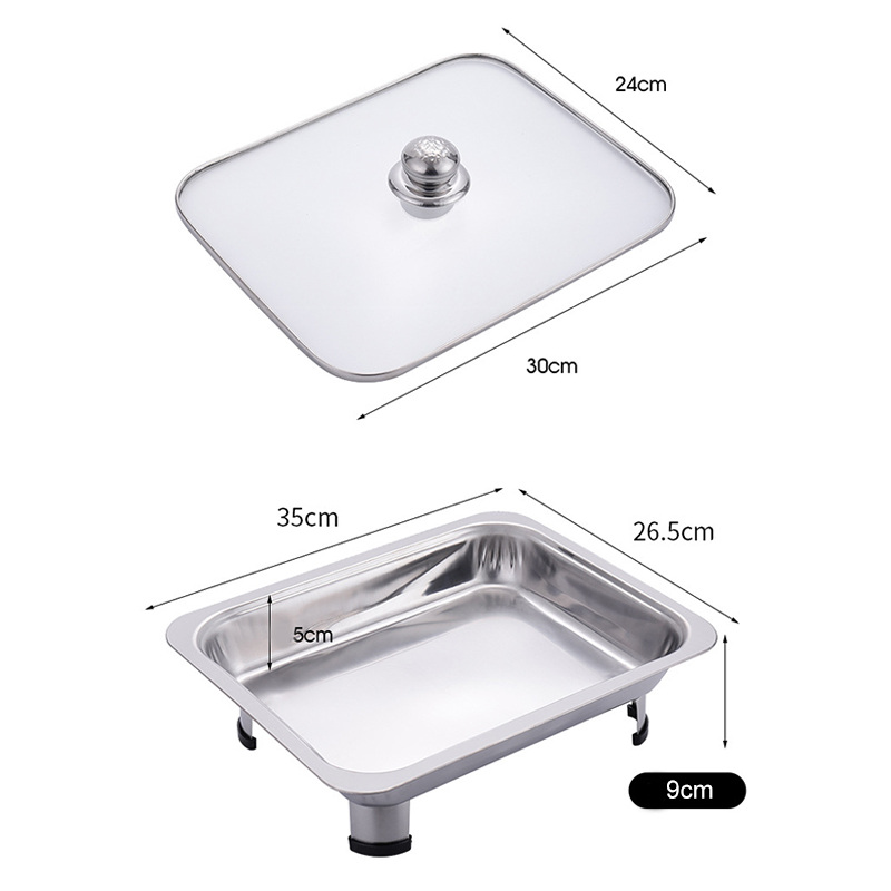 Edelstahl+glas Glatte Oberflächenschale Pfanne Wärmer Server (kein Fda-zertifikat) (bpa-frei) - 1pc