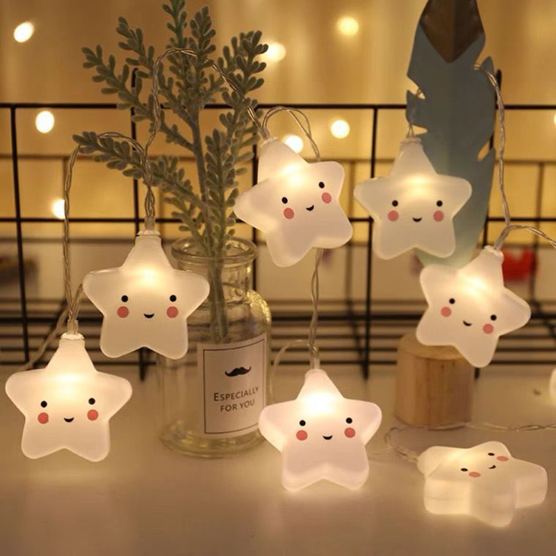 Indoor String Light for Kids Bedroom Christmas Tree Fairy Light Lamp New Year Garden Decoration - Smile Star/1.5m 10 Lights-11