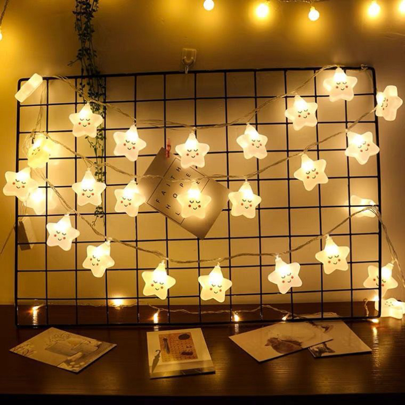 Indoor String Light for Kids Bedroom Christmas Tree Fairy Light Lamp New Year Garden Decoration - Smile Star/1.5m 10 Lights-3
