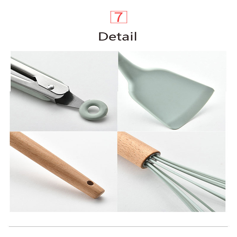 12pcs/Set Silicon Kitchens -Utensil Kit Küchenwerkzeuge Nicht -Stick -Kochgeschirr Tonga Löffel Set (ohne FDA -Zertifizierung) - Rosa