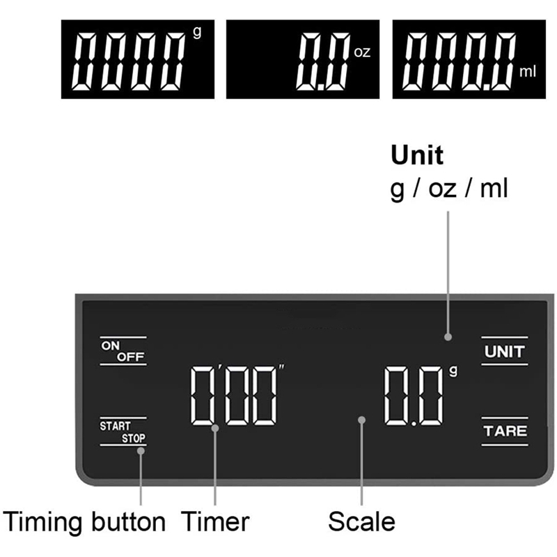 6002 2 Kg/0.1g Escala LED de Café de Alta Precisión Con un Temporizador Para la Escala Electrónica de la Cocina de Fabricación de Café (sin FDA)