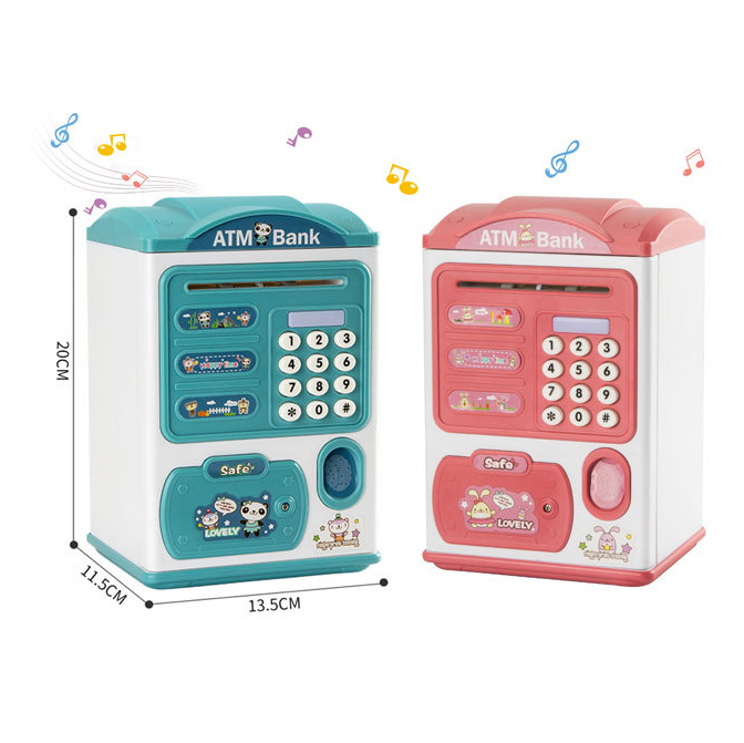 Piggy Bank Toy Electronic Mini Savings Machine Con Contraseña Personal y Simulación de Desbloqueo de Huellas Dactilares Caja Segura Para Niños - Azul