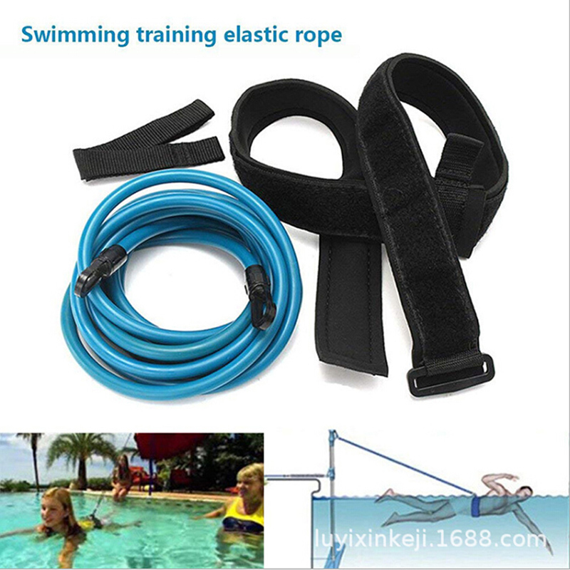 Schwimm Trainingsgürtel Schwimm Bungee Schnüre Widerstandsbänder Schwimmgürtel - Schwarz