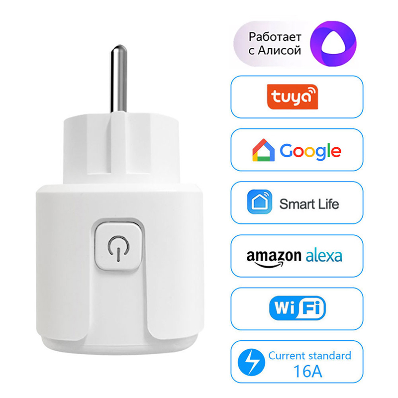 Smart Plug Amazon Alexa Google Assistant 16a / 20a WiFi Socket - Enchufe Blanco / EU / 16A