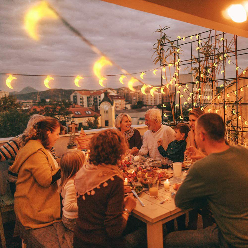 String a Base di Luna Stella Resistente al Risparmio Energetico Per la Decorazione Del Matrimonio Del Ramadan Mubarak Festival - Luce Calda/3m 20 Luci