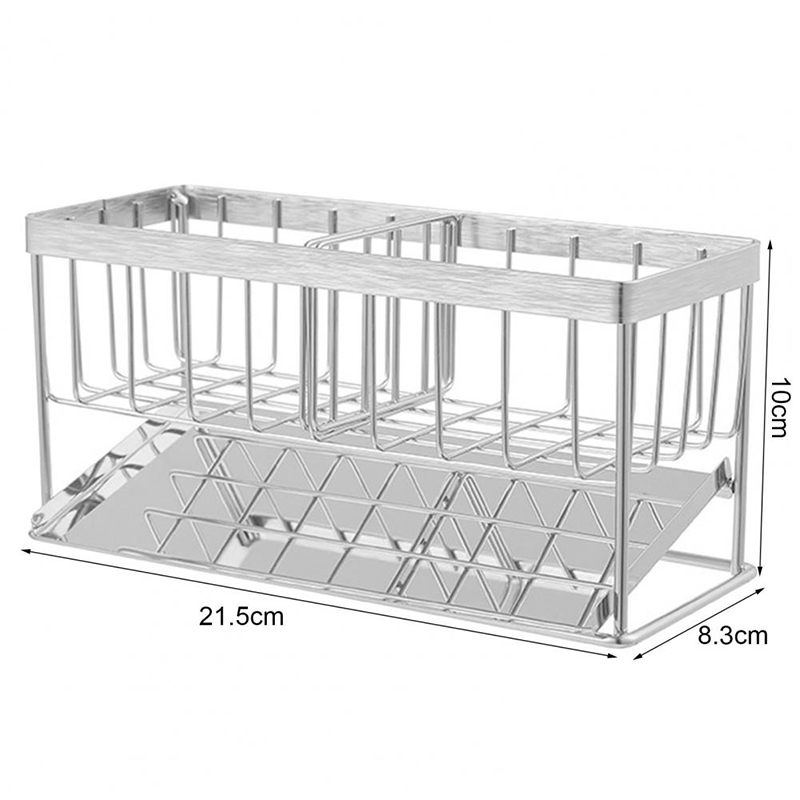 Stainless Steel Sink Caddy Organizer Dish Sponge Holder Basket Storage Rack - Normal-12